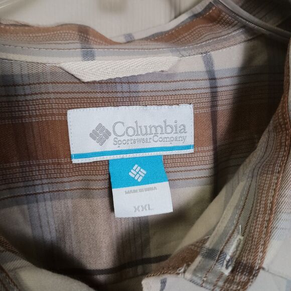 Columbia Men's Button Front Shirt NWT Neutral Tan Brown Long Sleeve Pockets 2XL - Picture 6 of 6